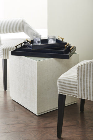 Chelsea House Captiva Linen Bunching Table By Jamie Merida - Compact 20" Modern End/Cocktail Table, White Beveled Glass 385229