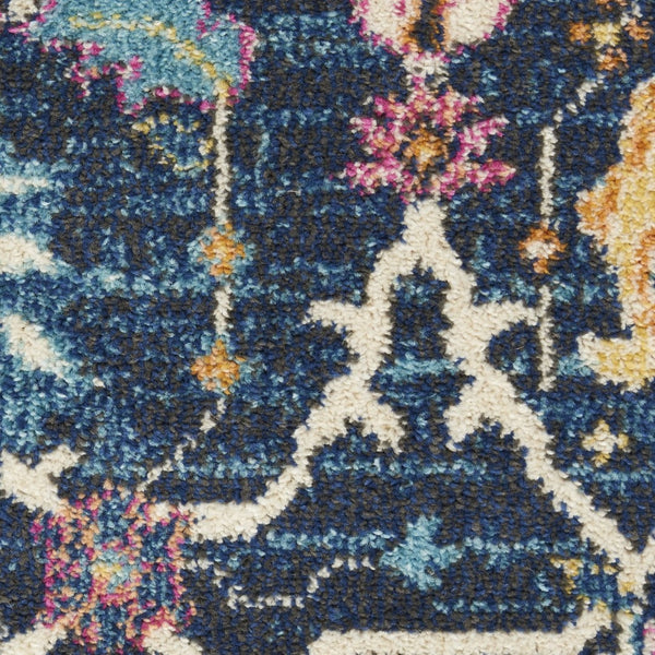 HomeRoots 5' Vibrant Navy Blue Floral Area Rug with Yellow and Pink Accents for Stylish Home Décor Appeal 5? x 7? 385229