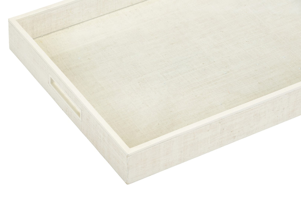 Chelsea House Kiawah White Raffia Tray With Wood Trim — Lightweight Hand-Finished Serving Tray For Coastal Style 385232