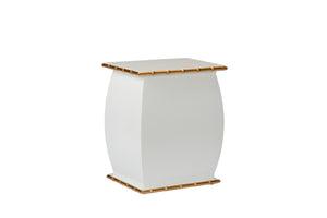 Chelsea House Wooden White Lacquer Drinks Table By Elizabeth Wicker With Gold-Leaf Bamboo Trim, Compact Luxury Accent 385234