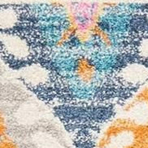 HomeRoots 5' Transitional Gray-Blue and Orange Ogee Distressed Area Rug for Living Room and Bedroom Décor 5? x 7? 385247