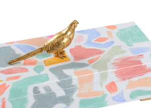 Chelsea House Pheasant Hand-Painted Decorative Storage Box With Antique Gold Accents, Sculptural Topper, 22" 385251