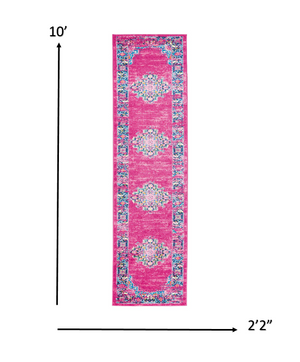 Homeroots 10' Fuchsia Power Loom Runner Rug  Polypropylene 385258