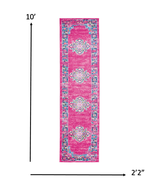 Homeroots 10' Fuchsia Power Loom Runner Rug  Polypropylene 385258