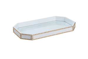 Chelsea House Chic White Studded Wood Tray By Shayla Copas — Hand-Applied Gold Studs, Versatile Serving & Decor 385259