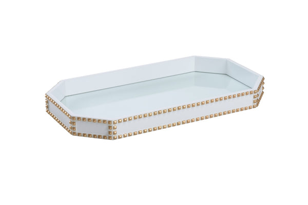 Chelsea House Chic White Studded Wood Tray By Shayla Copas — Hand-Applied Gold Studs, Versatile Serving & Decor 385259