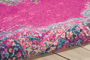 HomeRoots 5' Vibrant Fuchsia and Blue Oriental Distressed Area Rug - Timeless Design for Modern Spaces 5' x 7' 385262