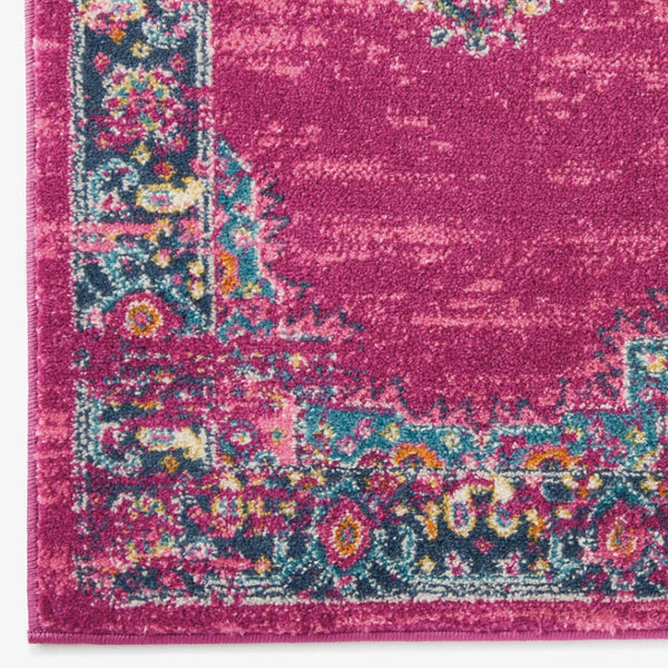 HomeRoots 5' Vibrant Fuchsia and Blue Oriental Distressed Area Rug - Timeless Design for Modern Spaces 5' x 7' 385262