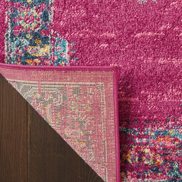 HomeRoots 5' Vibrant Fuchsia and Blue Oriental Distressed Area Rug - Timeless Design for Modern Spaces 5' x 7' 385262