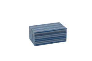Chelsea House Lexington Hand-Woven Abaca Storage Box With Felt-Lined Hinged Lid — Blue/Cream Transitional Decor 385263