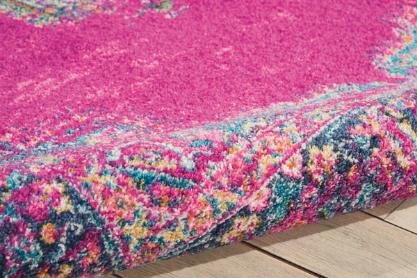 HomeRoots 5' Vibrant Fuchsia and Blue Oriental Distressed Area Rug - Timeless Design for Modern Spaces 7' x 10' 385264