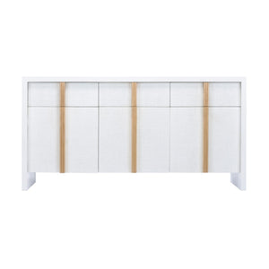 Chelsea House Tailored Raffia Cabinet By Claire Bell — Sculptural Storage With Gold Accents, Soft-Close Doors (34X66) 385267