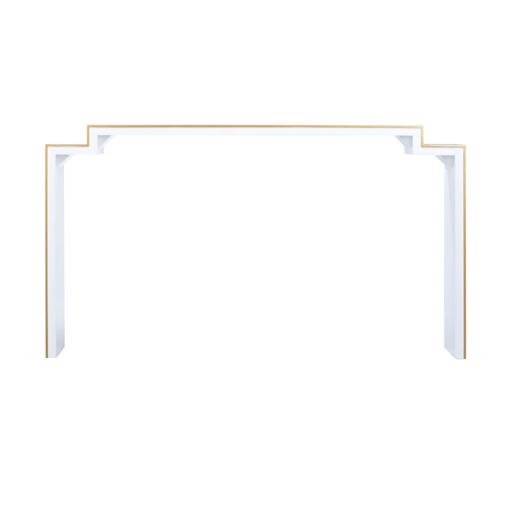 Chelsea House Chatsworth White Lacquer Console Table With Gold Accents — 65" Stepdown Design By Elizabeth Wicker 385271
