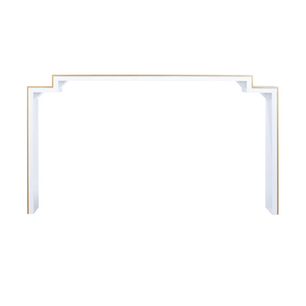 Chelsea House Chatsworth White Lacquer Console Table With Gold Accents — 65" Stepdown Design By Elizabeth Wicker 385271