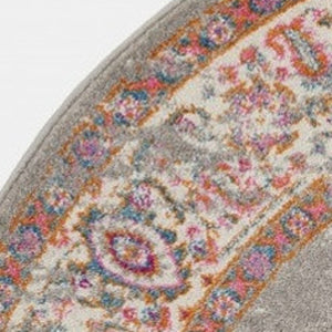 Homeroots 8' Gray And Gold Medallion Distressed Round Rug - Durable, Stylish, And Perfect For Any Room Décor! 8? Polypropylene 385271