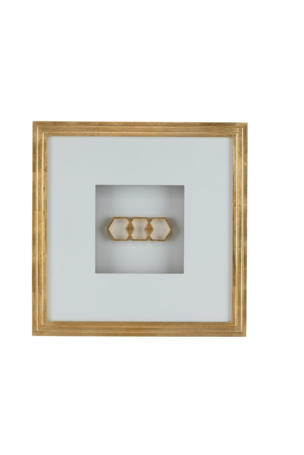 Chelsea House Honeycomb Modern Shadow Box By Shayla Copas — Gold Leaf Frame, White Mat, Textured Mixed-Media Art 385272
