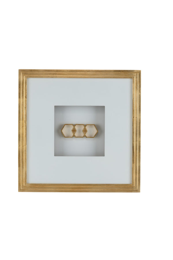 Chelsea House Honeycomb Modern Shadow Box By Shayla Copas — Gold Leaf Frame, White Mat, Textured Mixed-Media Art 385272