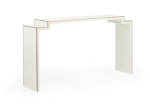 Chelsea House Chatsworth Cream Console Table With Gold Accents — 65" Step-Down Silhouette, Elegant Entryway Piece 385274