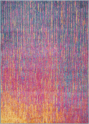 HomeRoots 5' Bold Blue and Orange Abstract Area Rug – Modern Design, Durable, Softens Spaces, Easy Care 5' X 7' Rectangle 385274
