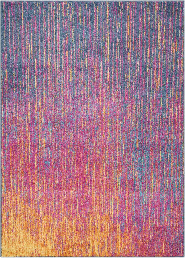 HomeRoots 5' Bold Blue and Orange Abstract Area Rug – Modern Design, Durable, Softens Spaces, Easy Care 5' X 7' Rectangle 385274