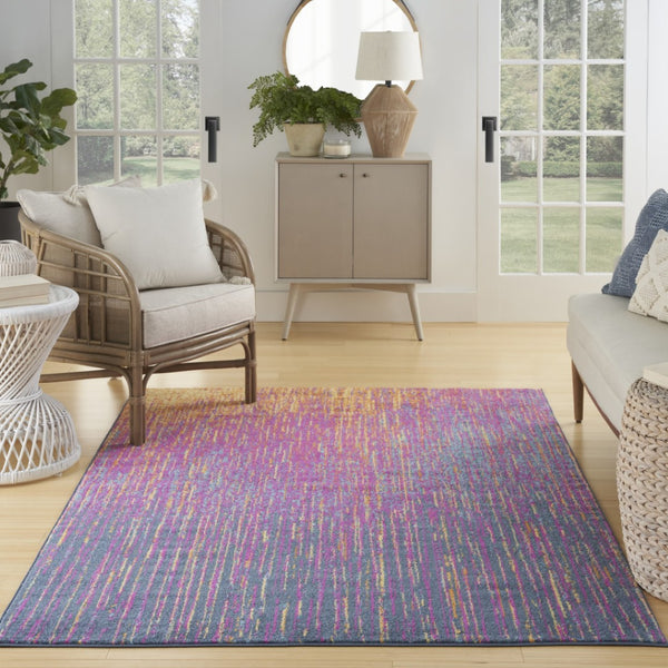 HomeRoots 5' Bold Blue and Orange Abstract Area Rug – Modern Design, Durable, Softens Spaces, Easy Care 5' X 7' Rectangle 385274