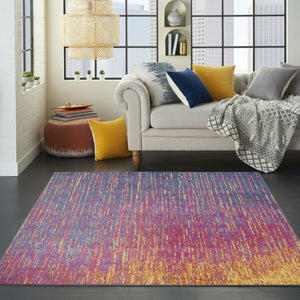 HomeRoots 5' Bold Blue and Orange Abstract Area Rug – Modern Design, Durable, Softens Spaces, Easy Care 5' X 7' Rectangle 385274