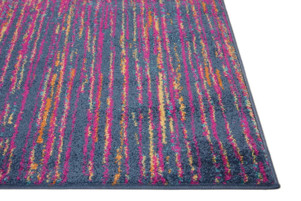 HomeRoots 5' Bold Blue and Orange Abstract Area Rug – Modern Design, Durable, Softens Spaces, Easy Care 5' X 7' Rectangle 385274