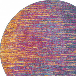 HomeRoots 5' Bold Blue and Orange Abstract Area Rug – Modern Design, Durable, Softens Spaces, Easy Care 5' Round Round 385275