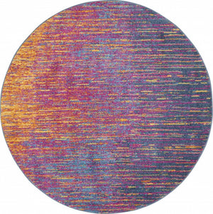 HomeRoots 5' Bold Blue and Orange Abstract Area Rug – Modern Design, Durable, Softens Spaces, Easy Care 5' Round Round 385275
