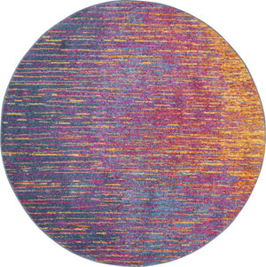HomeRoots 5' Bold Blue and Orange Abstract Area Rug – Modern Design, Durable, Softens Spaces, Easy Care 5' Round Round 385275