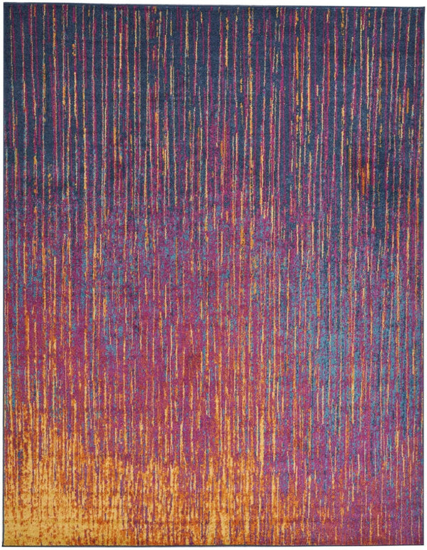 HomeRoots 5' Bold Blue and Orange Abstract Area Rug – Modern Design, Durable, Softens Spaces, Easy Care 8' X 10' Rectangle 385276