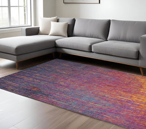 HomeRoots 5' Bold Blue and Orange Abstract Area Rug – Modern Design, Durable, Softens Spaces, Easy Care 8' X 10' Rectangle 385276