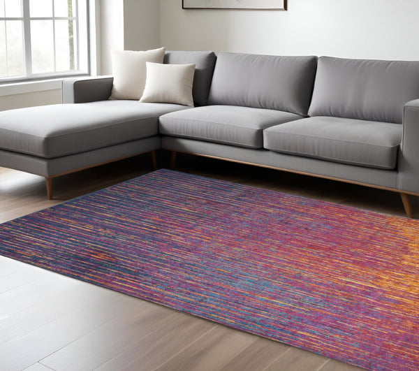 HomeRoots 5' Bold Blue and Orange Abstract Area Rug – Modern Design, Durable, Softens Spaces, Easy Care 8' X 10' Rectangle 385276
