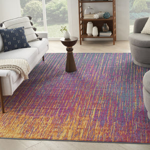 HomeRoots 5' Bold Blue and Orange Abstract Area Rug – Modern Design, Durable, Softens Spaces, Easy Care 8' X 10' Rectangle 385276