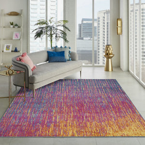 HomeRoots 5' Bold Blue and Orange Abstract Area Rug – Modern Design, Durable, Softens Spaces, Easy Care 8' X 10' Rectangle 385276