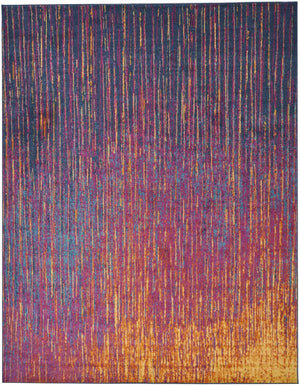 HomeRoots 5' Bold Blue and Orange Abstract Area Rug – Modern Design, Durable, Softens Spaces, Easy Care 8' X 10' Rectangle 385276