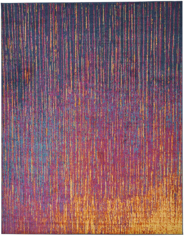 HomeRoots 5' Bold Blue and Orange Abstract Area Rug – Modern Design, Durable, Softens Spaces, Easy Care 8' X 10' Rectangle 385276