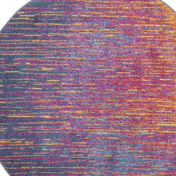 HomeRoots 5' Bold Blue and Orange Abstract Area Rug – Modern Design, Durable, Softens Spaces, Easy Care 8' Round Round 385277
