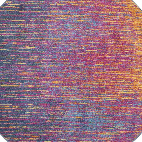 HomeRoots 5' Bold Blue and Orange Abstract Area Rug – Modern Design, Durable, Softens Spaces, Easy Care 8' Round Round 385277