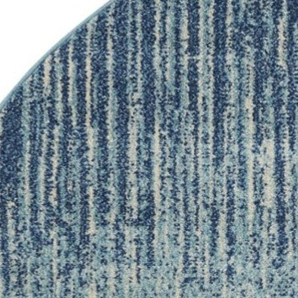 HomeRoots 5' Blue and Ivory Abstract Area Rug - Modern Design, Durable, Soft Pile for Any Room Decor Style 5' Round Round 385285