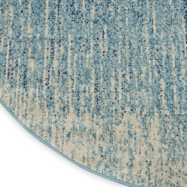 HomeRoots 5' Blue and Ivory Abstract Area Rug - Modern Design, Durable, Soft Pile for Any Room Decor Style 5' Round Round 385285