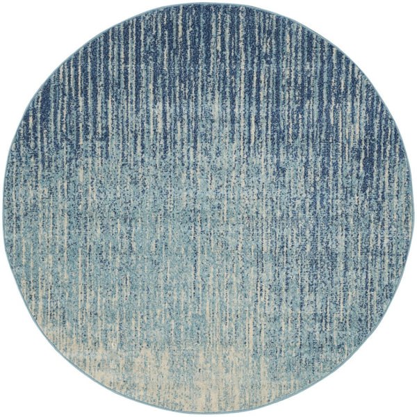 HomeRoots 5' Blue and Ivory Abstract Area Rug - Modern Design, Durable, Soft Pile for Any Room Decor Style 5' Round Round 385285