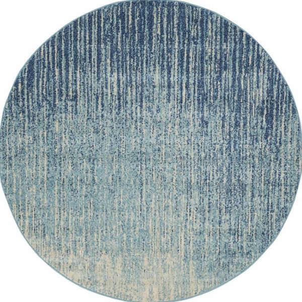 HomeRoots 5' Blue and Ivory Abstract Area Rug - Modern Design, Durable, Soft Pile for Any Room Decor Style 5' Round Round 385285