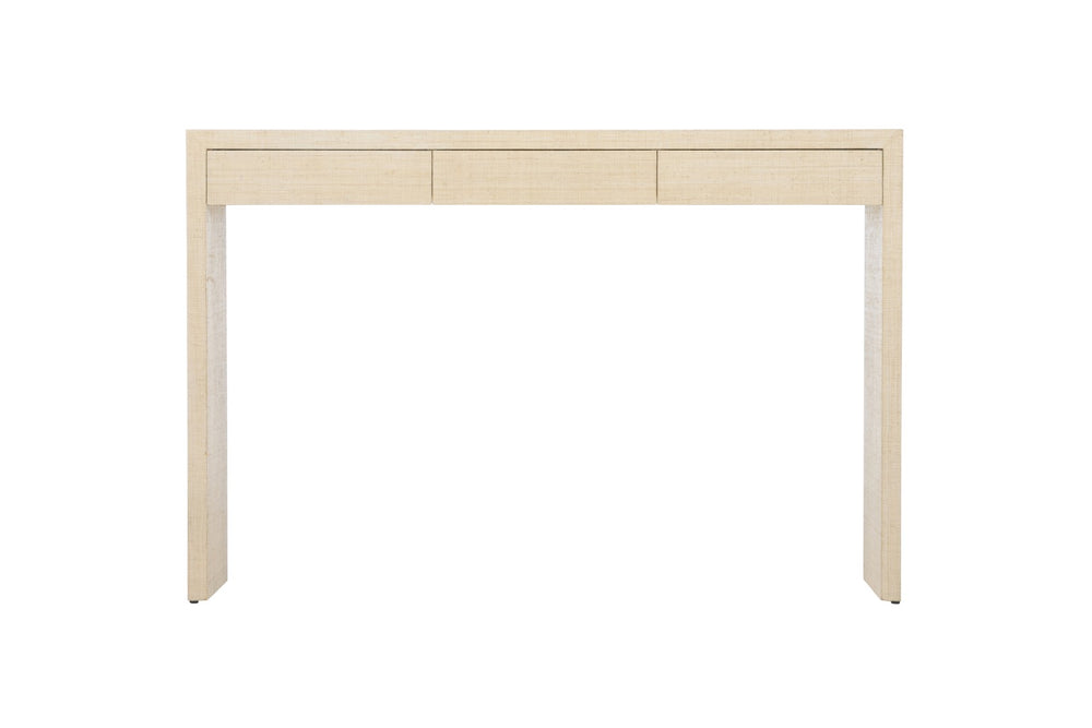 Chelsea House Drop Zone Console By Elizabeth Wicker — Cream Raffia Slim-Depth Entry Console With 3 Hidden Drawers, 54"W 385286