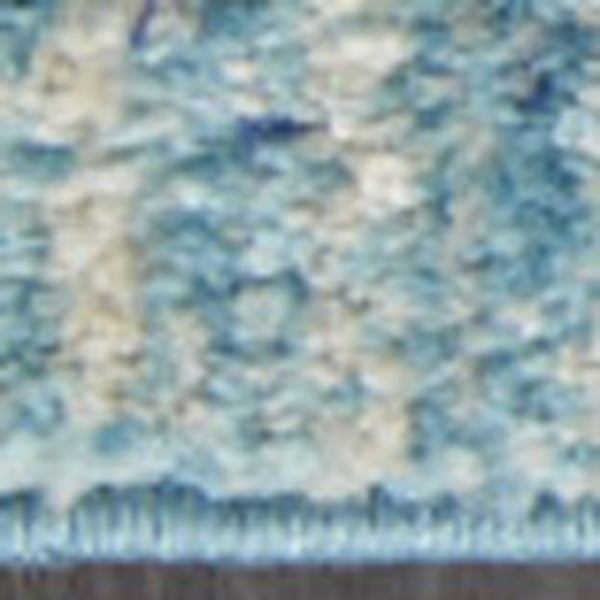 HomeRoots 5' Blue and Ivory Abstract Area Rug - Modern Design, Durable, Soft Pile for Any Room Decor Style 7' X 10' Rectangle 385286