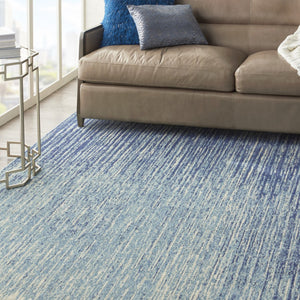HomeRoots 5' Blue and Ivory Abstract Area Rug - Modern Design, Durable, Soft Pile for Any Room Decor Style 8' X 10' Rectangle 385287