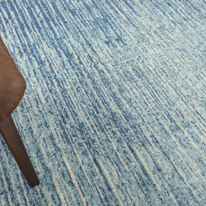 HomeRoots 5' Blue and Ivory Abstract Area Rug - Modern Design, Durable, Soft Pile for Any Room Decor Style 8' Round Round 385288