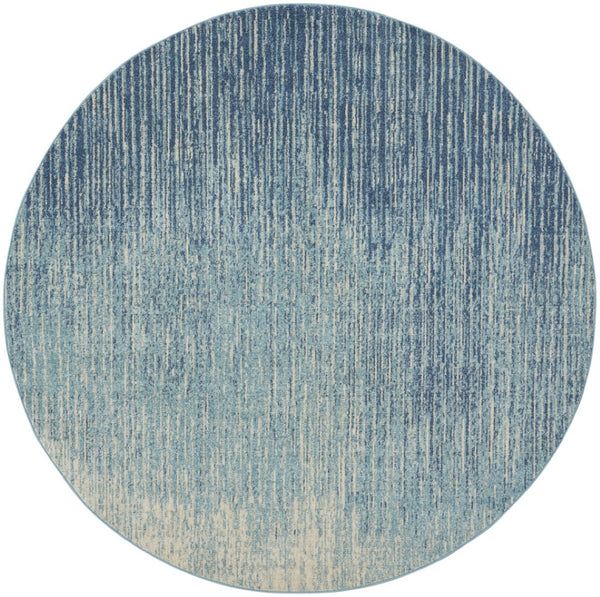 HomeRoots 5' Blue and Ivory Abstract Area Rug - Modern Design, Durable, Soft Pile for Any Room Decor Style 8' Round Round 385288