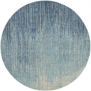 HomeRoots 5' Blue and Ivory Abstract Area Rug - Modern Design, Durable, Soft Pile for Any Room Decor Style 8' Round Round 385288
