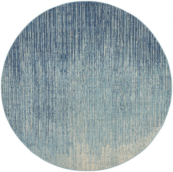 HomeRoots 5' Blue and Ivory Abstract Area Rug - Modern Design, Durable, Soft Pile for Any Room Decor Style 8' Round Round 385288